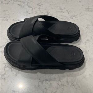 UGG Men's Black Cross Strap Sandals